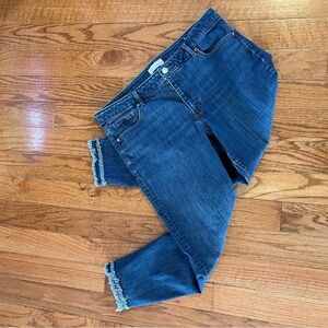 Made & Loved Loft Curvy Skinny Slim Blue Jeans Raw Hem Women’s 14 waist 32